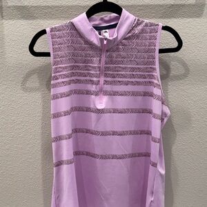 adidas Lavender Sleeveless Zip Polo Tank